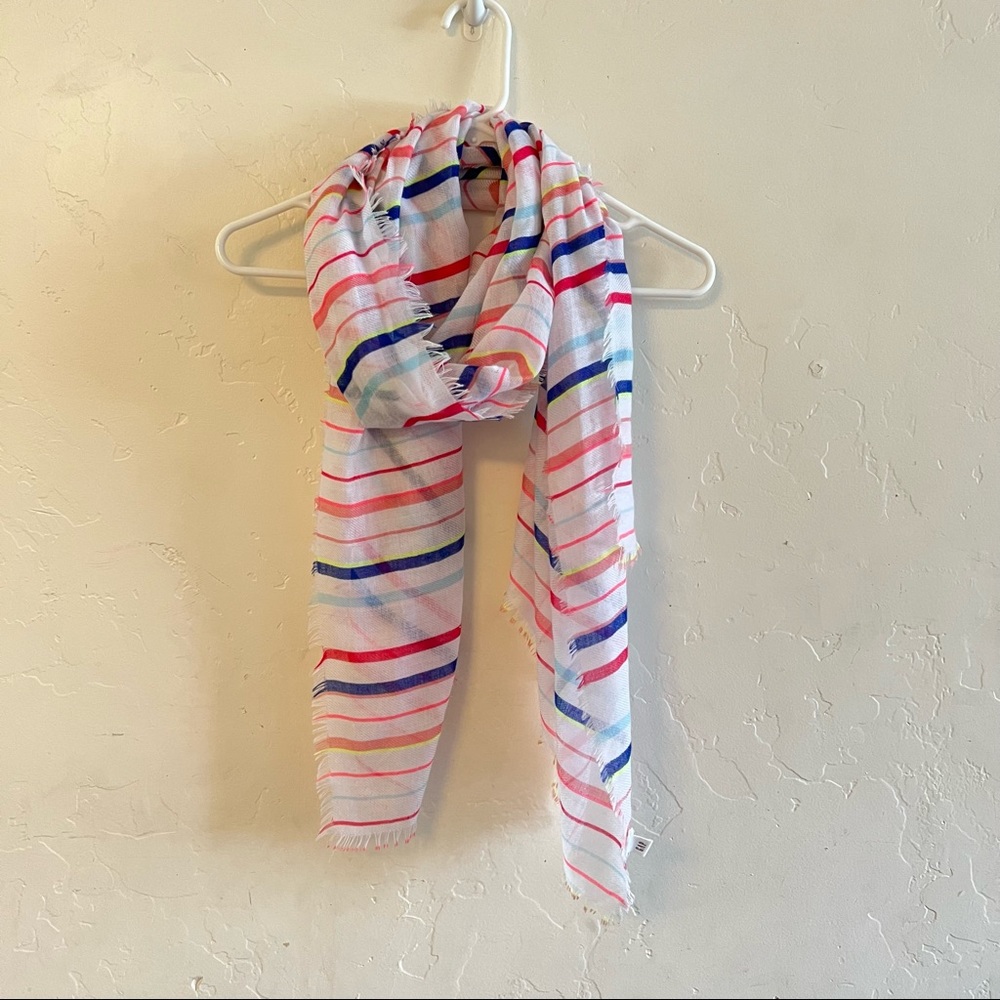 GAP White & Rainbow Striped Lightweight Sheer Scarf